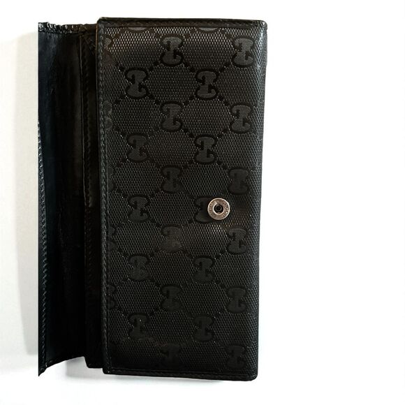 Auth GUCCI GG Guccissima Calf Skin Black Leather Long Wallet 245908 with COA - Picture 3 of 9
